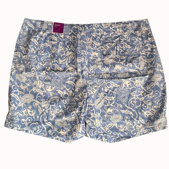 Lane Bryant Tropical Shorts Plus Size 28 Blue White Summer Style Cruise Fashion - Picture 3 of 12